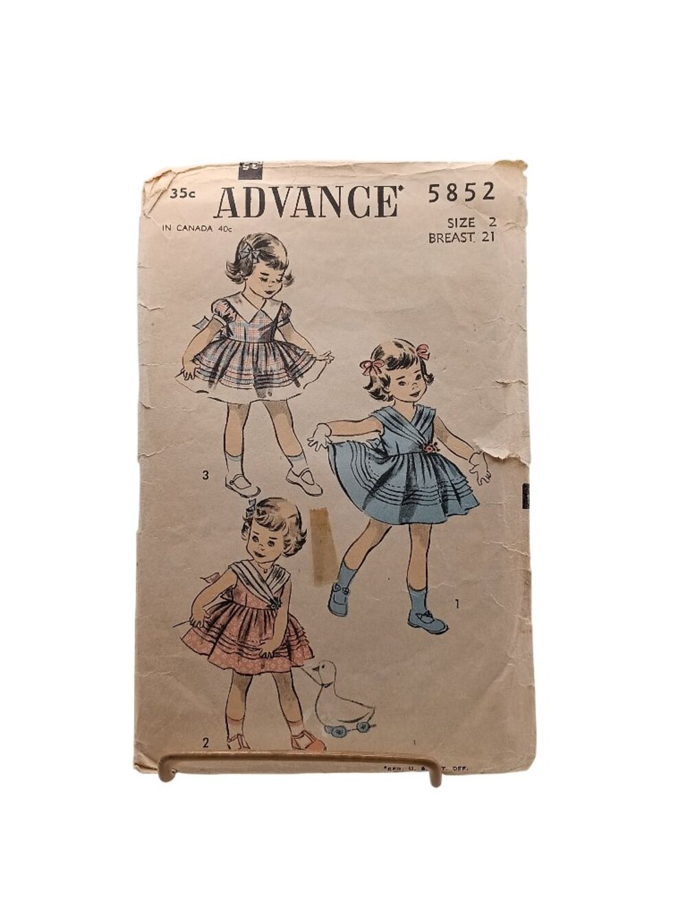 Advance 5852 Vintage Sewing Pattern For Girls Dresses Size 2 Breast 21 15-Piece